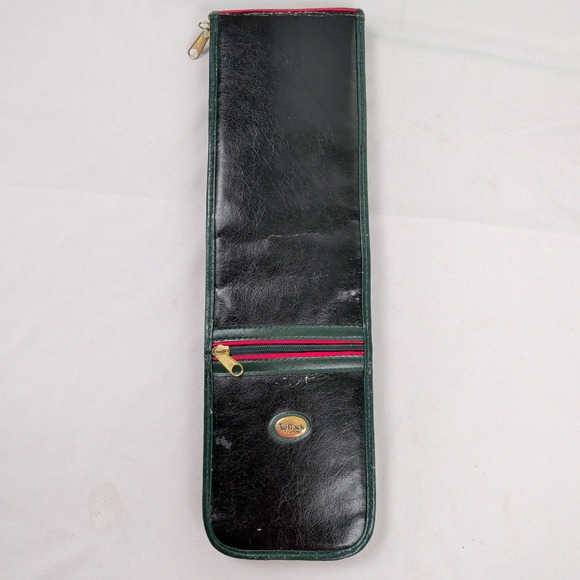 Tie Rack Other - Tie Rack London Vintage Black Faux Leather Travel Tie Case Organizer Green Trim